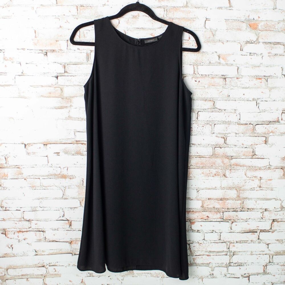 Halogen Womens Small Black Sleeveless Shift Dress Career Work Minimalist Classic